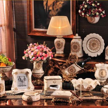 欧式家居全套陶瓷摆件客厅摆设品装饰品高档软装工艺品新居礼品